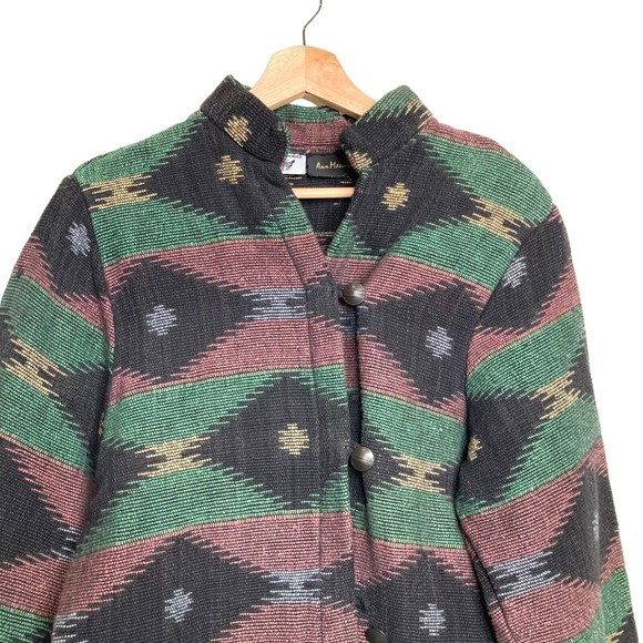 Ann Maurice Vintage Tapestry Tribal Women’s Button Front Stand Collar Jacket - Picture 2 of 9